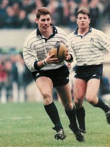former ayr and scotland rugby player derek stark running with ball in hand