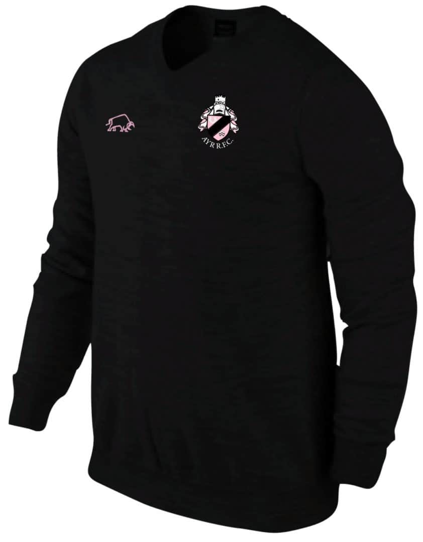 Ayr RFC black lambswool sweater with embroidered logo