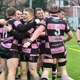Ayr rugby 1st XV in a huddle